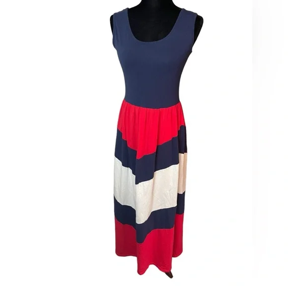 Wennikids Red white and blue striped tank maxi dress NWOT - Picture 13 of 14